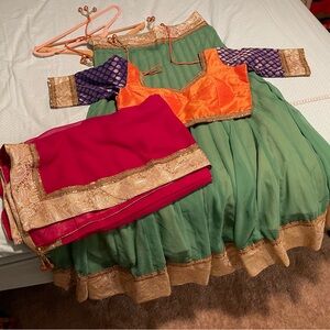 Chainya Choli orange/green/pink